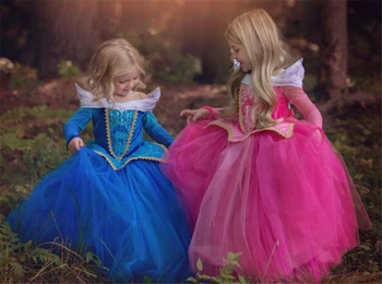 Miegančioji Gražuolė Mergaičių ubierz Princesė Aurora Suknelė Mergaitei, ilgomis rankovėmis Suknelę, Vaikų Kalėdų Šalis Suknelė Fantasia Infantil