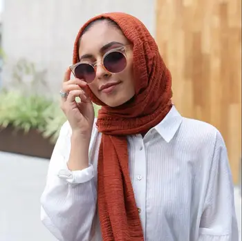 2020 Musulmonų Moterys Vingiuoti Hijab Šalikas Kietas Medvilnės skarų Turbaną Skaros Apsiaustas Femme Muslimani Kopftuch 90 Spalva 10vnt/Daug