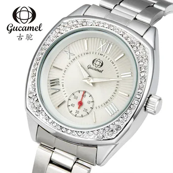 GUCAMEL Kvarciniai Laikrodžiai Mados Moterų Žiūrėti Plieno Dirželis Diamond High-end Temperamento Moteris Laikrodis atsparus Vandeniui Reloj Mujer