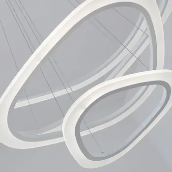 4 Žiedai Akrilo Modernios Led Pakabukas dega Gyvenamasis kambarys, Valgomasis kambarys, Balta Patalpų Metalo Kabo Pakabukas Lempa, Šviestuvai