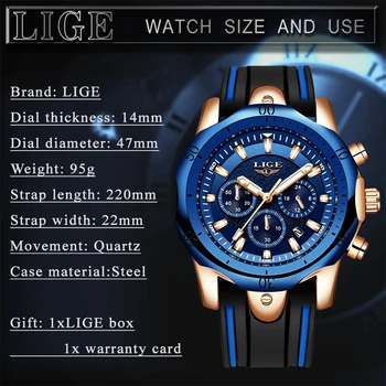 2020New LIGE Silikono Dirželis Vyrų Laikrodžiai Mados Top Brand prabangių Verslo Šviesos Kvarciniai Laikrodžių Vyrams, Atsitiktinis Vandeniui Data Laikrodis