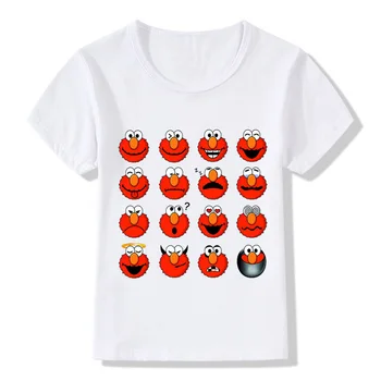 2-14 Metų Vaikai Sesame Street Elmo Spausdinti Juokinga T shirt Baby Girls Cartoon Vasaros Viršūnes Vaikai Labai Drabužius