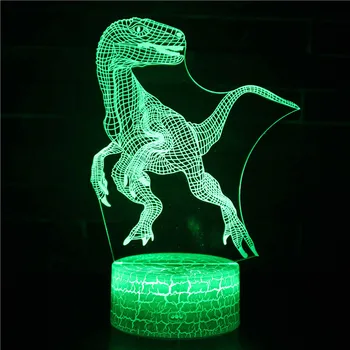 Hongcui Naktį LED Žibintai Dinozaurai 3D lempos Mielas Žaislas Dovana 7 Spalvų Animaciją Lempa Vaikams, Vaikų Kambarys