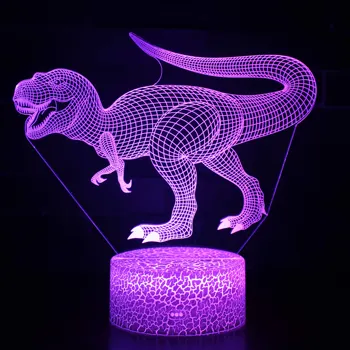 Hongcui Naktį LED Žibintai Dinozaurai 3D lempos Mielas Žaislas Dovana 7 Spalvų Animaciją Lempa Vaikams, Vaikų Kambarys