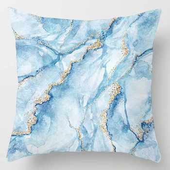Užvalkalas 45 * 45CM modernus minimalistinio mėlyna geometrinis marmuro užvalkalas namų sofos pagalvėlės užvalkalas dekoratyviniai pagalvių užvalkalai