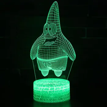 Patrick Star tema 3D LED Lempos naktį šviesos 7 Spalvų Keitimas Palieskite Nuotaika Lempos Kalėdinių Dropshippping