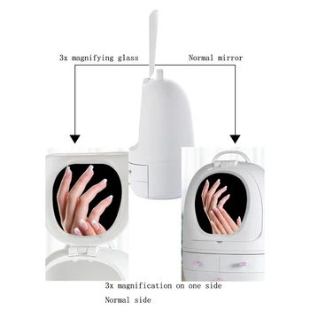 USB Įkrovimo Makiažas Organizatorius Kosmetikos Laikymo Dėžutė Nešiojamų Papuošalų Konteineris Dulkių įrodymas Stalčių Vandeniui Veidrodėliai LED Šviesos