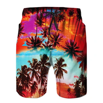 2020 Naujas Vasaros Karšto Vyrų Paplūdimio Šortai Quick Dry 3d Kokoso Medžio Spausdinti Elastinga Juosmens Shorts Mens Mados Valdybos Šortai Atsitiktinis