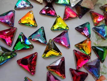 100vnt trikampio formos, kaip 14mm gem akmenys siūti kristalai muticolor cirkonio flatback suknelė priedų