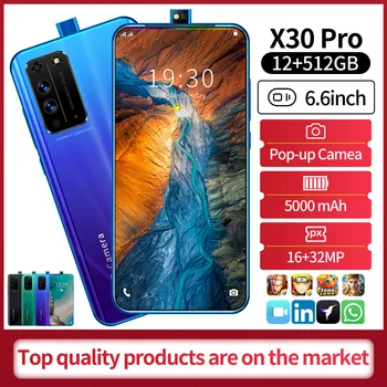 2020 X30 Pro 6.6 colių 5G TEGUL mobiliųjų telefonų, 