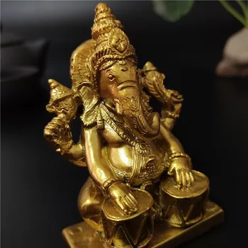 Aukso Viešpats Ganeša Budos Statula Muziką Dramblys Dievo Skulptūra Ganesh Figūrėlės Papuošalai Namų, Sodo Puošmena Buda