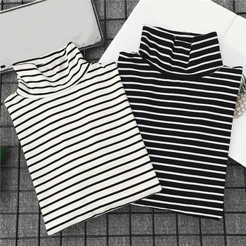 Moterų marškinėliai Golfo Dryžuotas Visą Rankovės Ruožas Viršūnes Pagrindinio Lašas Pečių Undershirt Pagrindinio Puikus Megztinis M-XL