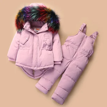-30 laipsniu Rusijos Žiemą, vaikų drabužiai mergaitėms, drabužiai rinkinius, skirtus naujųjų metų berniukai antis žemyn striukės, paltai originali kailių apykaklės