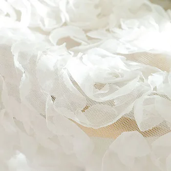 Baltos spalvos Nėrinių Vien Sielovados korėjos Kūrybos 3D Pakilo Užuolaidos vienspalviai voile Užsakymą Langų Ekranai Santuokos Kambarį Miegamojo Užuolaidos