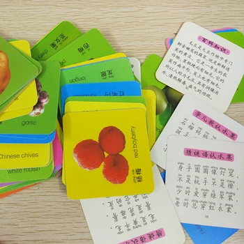 1 Dėžutė 108 Žodis anglų ir Kinų Pinyin Vaisių Kortelių su paveikslėliais Vaikams Vaikų Ikimokyklinio ugdymo Mini Mokymosi Knygas