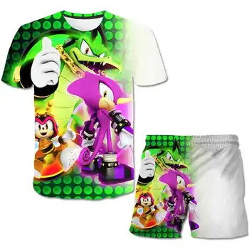 Sonic the Hedgehog Berniukų, Mergaičių Kostiumas Vasarą cartoon T-marškinėliai, Šortai Kostiumas Vaikams Nustatyti 2020 Drabužiai Vaikams 4-14 metų amžiaus