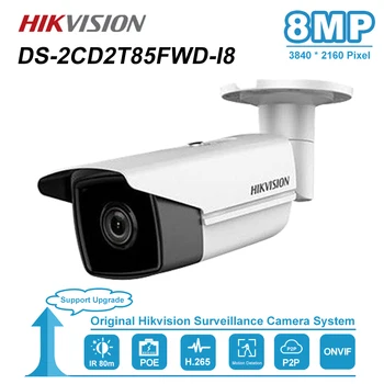 Hikvision DS-2CD2T85FWD-I8 4k 8MP Kulka IP Kamera su PoE Outdoor Naktinio Matymo infraraudonųjų SPINDULIŲ Atstumas 80M CCTV Saugumo Priežiūros H. 265