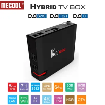 MECOOL KIII PRO DVB-S2, DVB-T2, DVB-C Android 7.1 TV Box 3 GB 16GB Amlogic S912 Octa Core 4K Combo 