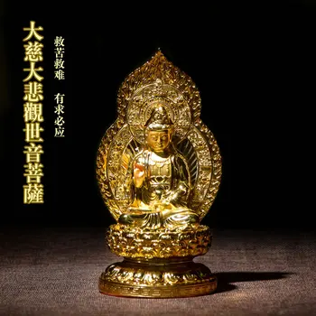 Taivano dervos paauksuotas Bodhisatvos Buda garbinti Guanyin sėdi ant lotus namų dekoro statula, Skulptūra Avalokiteshvara taikos