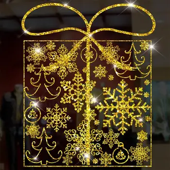 Kalėdų Statinio Langų Lipdukai Kalėdinė Dekoracija Aukso Stiklo Tapetai, Butas Santa Claus Sienų Lipdukai Namų Dekoro