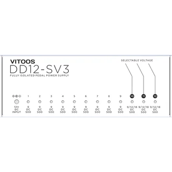 VITOOS DD12-SV3 efektu pedalas, maitinimo visiškai izoliuotas Filtras ripple Triukšmo mažinimas Didelio galingumo Skaitmeninis efektorius