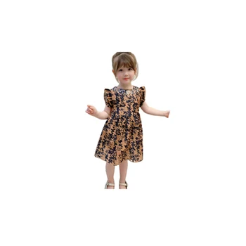 Naujas 2021 m. vasaros mados stilius vaikai mergina drabužius įdegio trumpomis rankovėmis suknelė išspausdintas didelis laišką susiuvimo princesė dress FL003