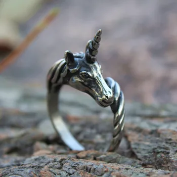 Kūrybos Gyvūnų Vienaragis nerūdijančio plieno Sužadėtuvių Žiedai Mados Žiedas Papuošalai