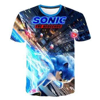 PINSHUN vasaros Mados cartoon kids marškinėliai 3D Spausdinimo Anime Sonic The Hedgehog Marškinėliai Vaikai, Berniukas ir Mergaitė, trumpomis Rankovėmis Megztinis viršūnės