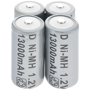 4pcs 13000mAh 1.2 V Ni-MH Baterija Ląstelių Pilka D Dydžio baterija D-Tipas D Tipas