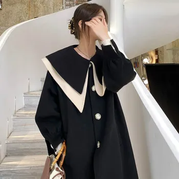 Vilnos Moterų Kratinys Prarasti Atsitiktinis Plius Dydžio Elegantiškas Office Lady Madinga Negabaritinių Vieną Krūtinėmis Korėjos Stiliaus Ilgi Paltai Outwear