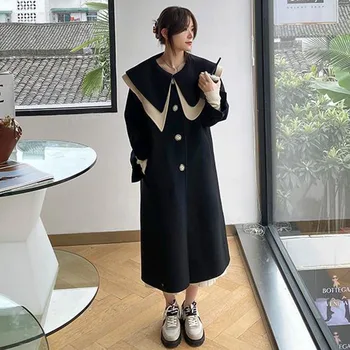 Vilnos Moterų Kratinys Prarasti Atsitiktinis Plius Dydžio Elegantiškas Office Lady Madinga Negabaritinių Vieną Krūtinėmis Korėjos Stiliaus Ilgi Paltai Outwear