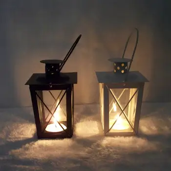 Juoda/Balta Romantiška Romantiška Žvakių Laikiklis Retro Kabinti Žibinto Lempa Dekoro Vakarienė Namuose