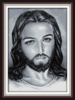 Jėzus juoda ir balta kryželiu rinkinys žmonės 18ct 14ct 11ct skaičius spausdinimo drobės siūlių siuvinėjimui 