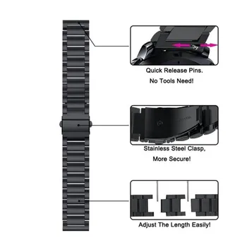 Nerūdijančio Plieno 22mm WatchStrap Už HUAWEI ŽIŪRĖTI GT 2 46mm Greito Atleidimo Watchband Samsung Pavarų S3 Pasienio Klasikinė apyrankė