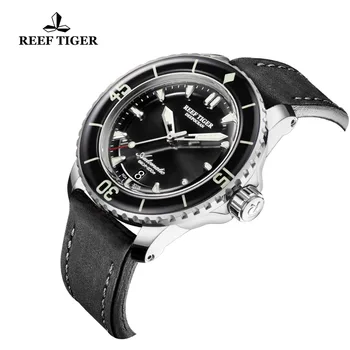 Rifas Tigras/RT Nardymo Sporto Laikrodžiai Šviečiantys Už Mens Rose Gold Odinis Dirželis Automatinis su Data Vandeniui Laikrodžiai RGA3035