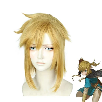 The Legend of Zelda Kvėpavimas Laukinių Nuorodą Trumpi plaukai surišti į uodegą Peruką Cosplay Kostiumas Atsparus Karščiui Sintetinių Plaukų Vyrams, Moterims, Perukai