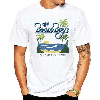 2021 Laisvalaikio Mados medvilnės O-kaklo T-shirt Retas The Beach Boys Baltos spalvos, Usa Dydis S-2Xl Madinga Streetwear