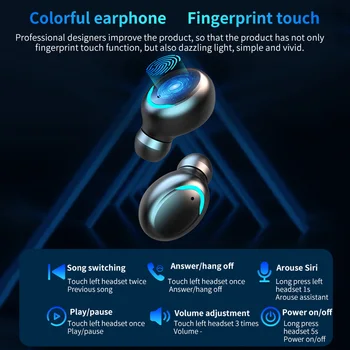 TWS Belaidės Ausinės Ausinės 2200mAh Bluetooth 5.0 Nosie Sumažinti Ausinių Su Mikrofonu Binarual HD Skambutį Palieskite Valdymo