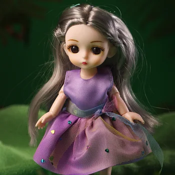 BJD Doll 13 Kilnojamojo Sujungta 16cm 1/6 Lėlės puikus 3D Akis Bjd Plastikinės Lėlės Mergaitėms, Žaislai Ilgą Peruką Moterų drabužius, batus Rinkinys