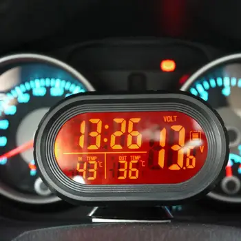 Karšto Pardavimas Automobilių Įtampos Skaitmeninis Ekranas, Baterija Laikrodis-Žadintuvas, LCD Temperatūros Thermeter Auto atsarginės Dalys