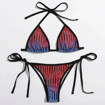 Nauja Seksuali Apynasrio Dryžuotas Bikini 2020 Moterų maudymosi kostiumėlį moterų maudymosi kostiumėliai, Dviejų dalių, bikini nustatyti string Bather maudymosi kostiumą Plaukti Panele