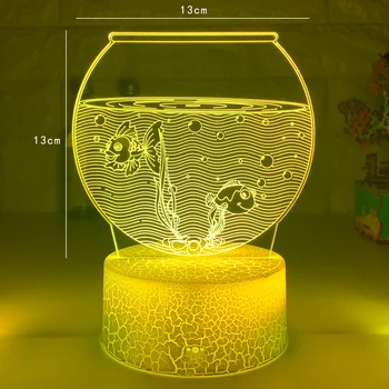 Mažų žuvų bakas Led Nakties Šviesos Spalva Keičiasi Vaikų Miegamasis naktinė lempa Unikali Dovana Gimtadienio, Miegamojo Puošimas Lentelė 3D Lemputė Dovanų