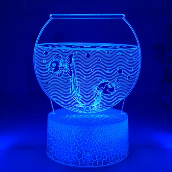Mažų žuvų bakas Led Nakties Šviesos Spalva Keičiasi Vaikų Miegamasis naktinė lempa Unikali Dovana Gimtadienio, Miegamojo Puošimas Lentelė 3D Lemputė Dovanų