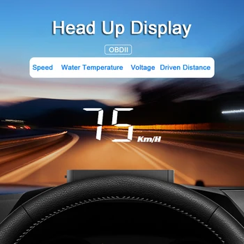 Automobilių HUD OBD2 Head-up Display priekinio Stiklo Greičio Projektorius Spidometras prekinis, galinis Stiklo KM/H, MPH Vandens Temperatūra EUOBD