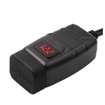 DC 12V USB Adapteris Voltmeter su ON, OFF Jungiklis Motociklas Greitas Telefono Įkroviklį, Vandeniui QC 3.0 Dual USB Greitas Įkroviklis