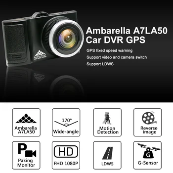 KOMMANDER Automobilių skaitmeniniai vaizdo įrašymo įrenginiai GPS Kamera 2 in 1 LDWS Ambarella A7LA50 Greičio kamera Full HD 1296P Vaizdo įrašymo 3