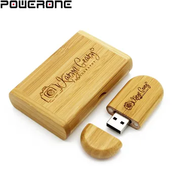 POWERONE nemokamai logotipą Medinė usb +box pen ratai asmenybės logotipą, USB 