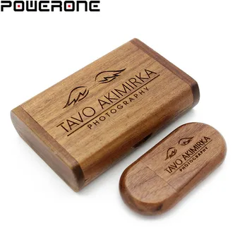 POWERONE nemokamai logotipą Medinė usb +box pen ratai asmenybės logotipą, USB 