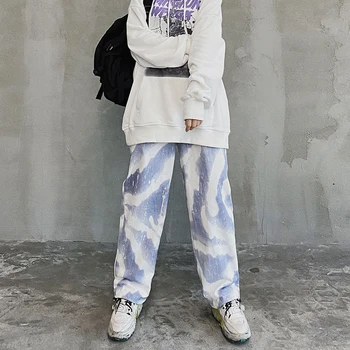Korėjos Medvilnės tie dažai Kelnės, vyriškos Mados Retro Atsitiktinis Kelnės Vyrams Streetwear Laukinių Prarasti Hip-hop Tiesios Kelnės Mens M-2XL