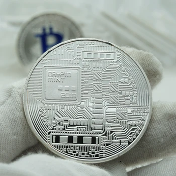 Bitcoin Emalio Mėlyna Suvenyrų sidabro Padengtą Kolekcines, Puiki Dovana Tiek Monetos Meno Kolekcija Fizinio sidabro Proginės Monetos